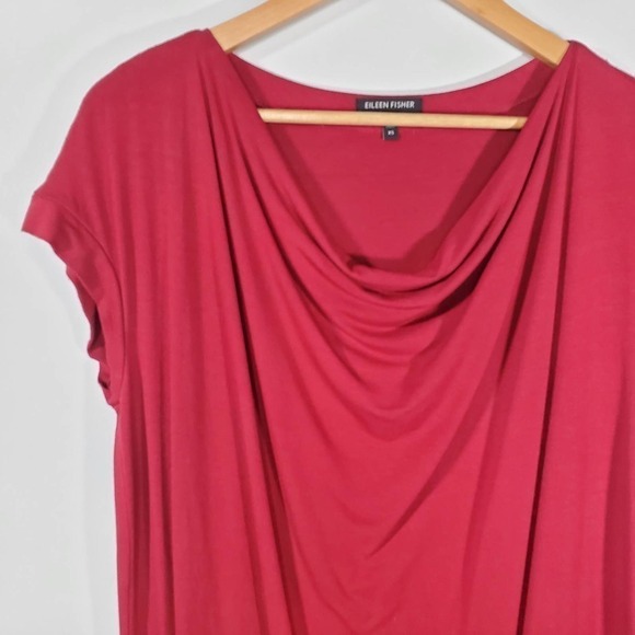 Eileen Fisher Extended Shoulder Cowl Neck Shift Dress Burgundy Size XS - Picture 2 of 9
